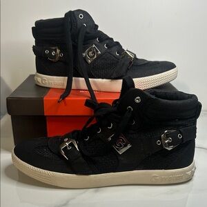 Guess Black High-Top Sneakers with Silver Details